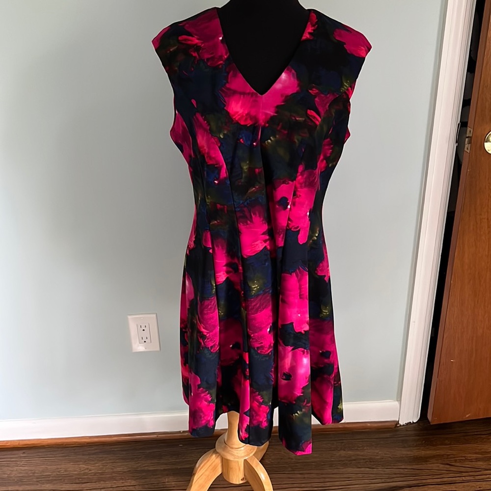 Sandra Darren Floral Dress Pink, blue green